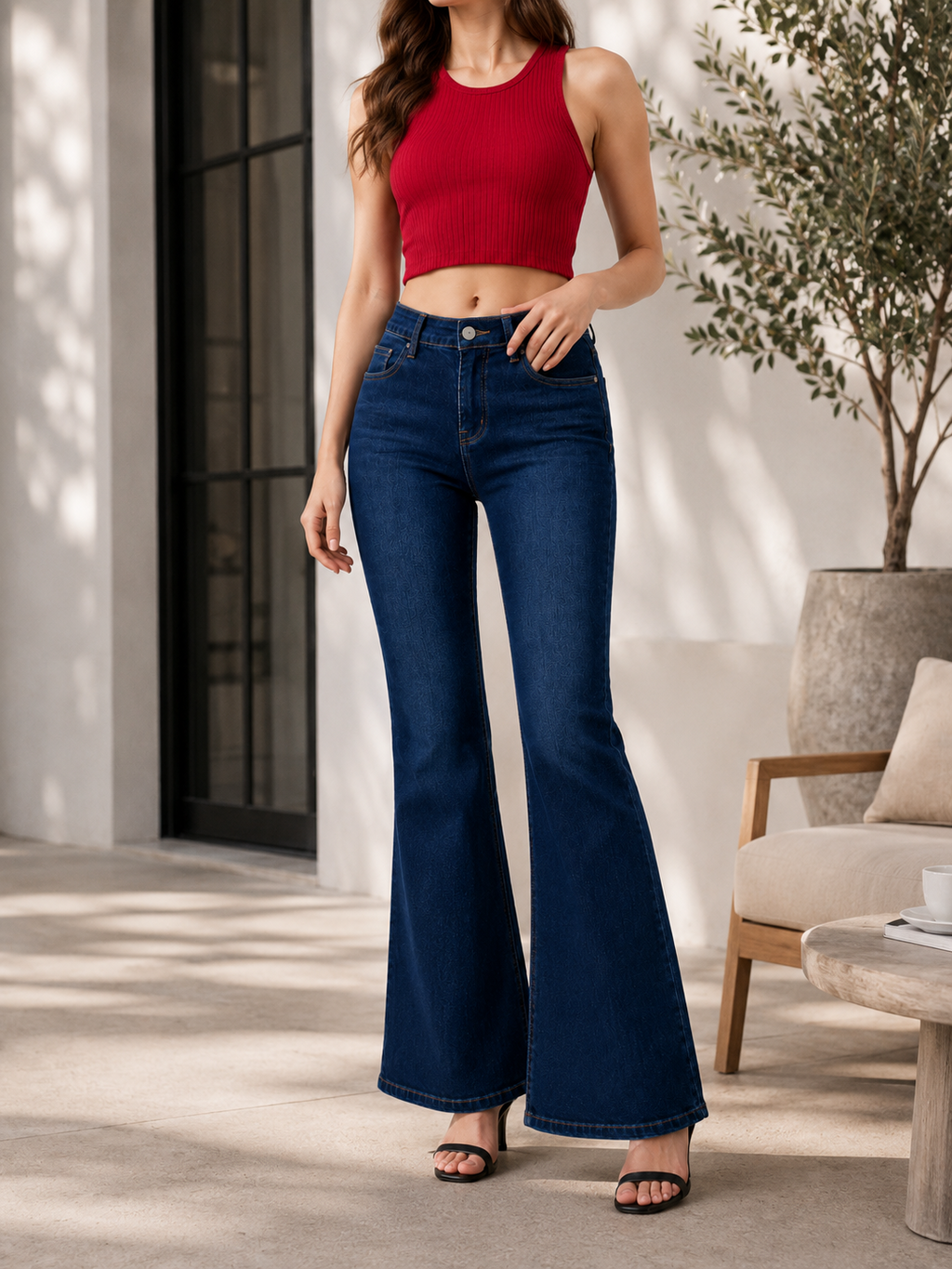 YSTGUIC Women's High-Waisted Flare Jeans, Slim-Fit Bootcut Denim Pants with Functional Pockets, Figure-Flattering Casual Jeans in 3 Blue Washes