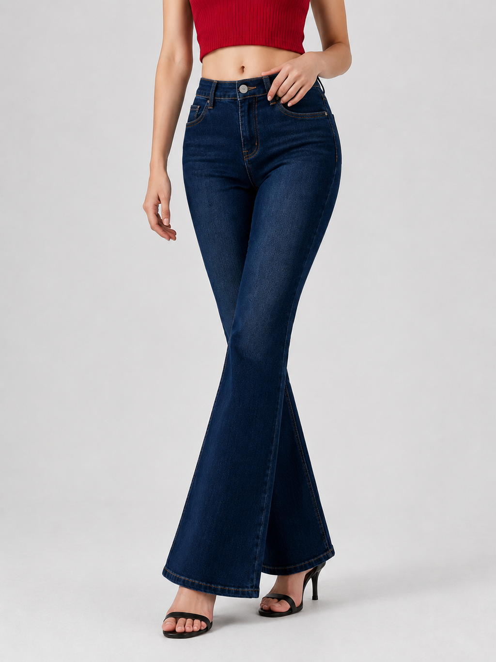YSTGUIC Women's High-Waisted Flare Jeans, Slim-Fit Bootcut Denim Pants with Functional Pockets, Figure-Flattering Casual Jeans in 3 Blue Washes