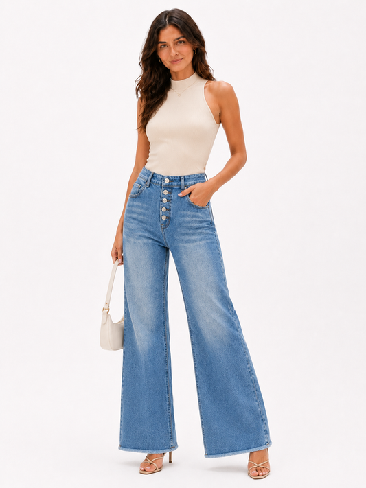 𝕐𝕊𝕋𝔾𝕌𝕀ℂ-Women's Fashionable High-Waisted Wide-Leg Jeans