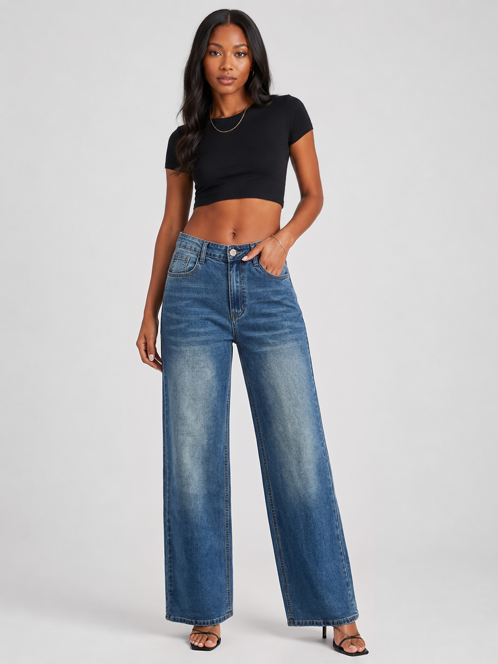 YSTGUIC Women Vintage Light Wash High Waist Wide Leg Jeans