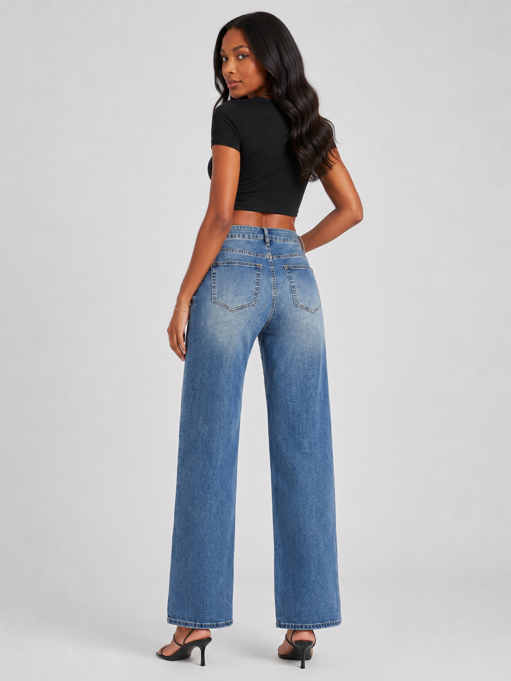 YSTGUIC Women Vintage Light Wash High Waist Wide Leg Jeans