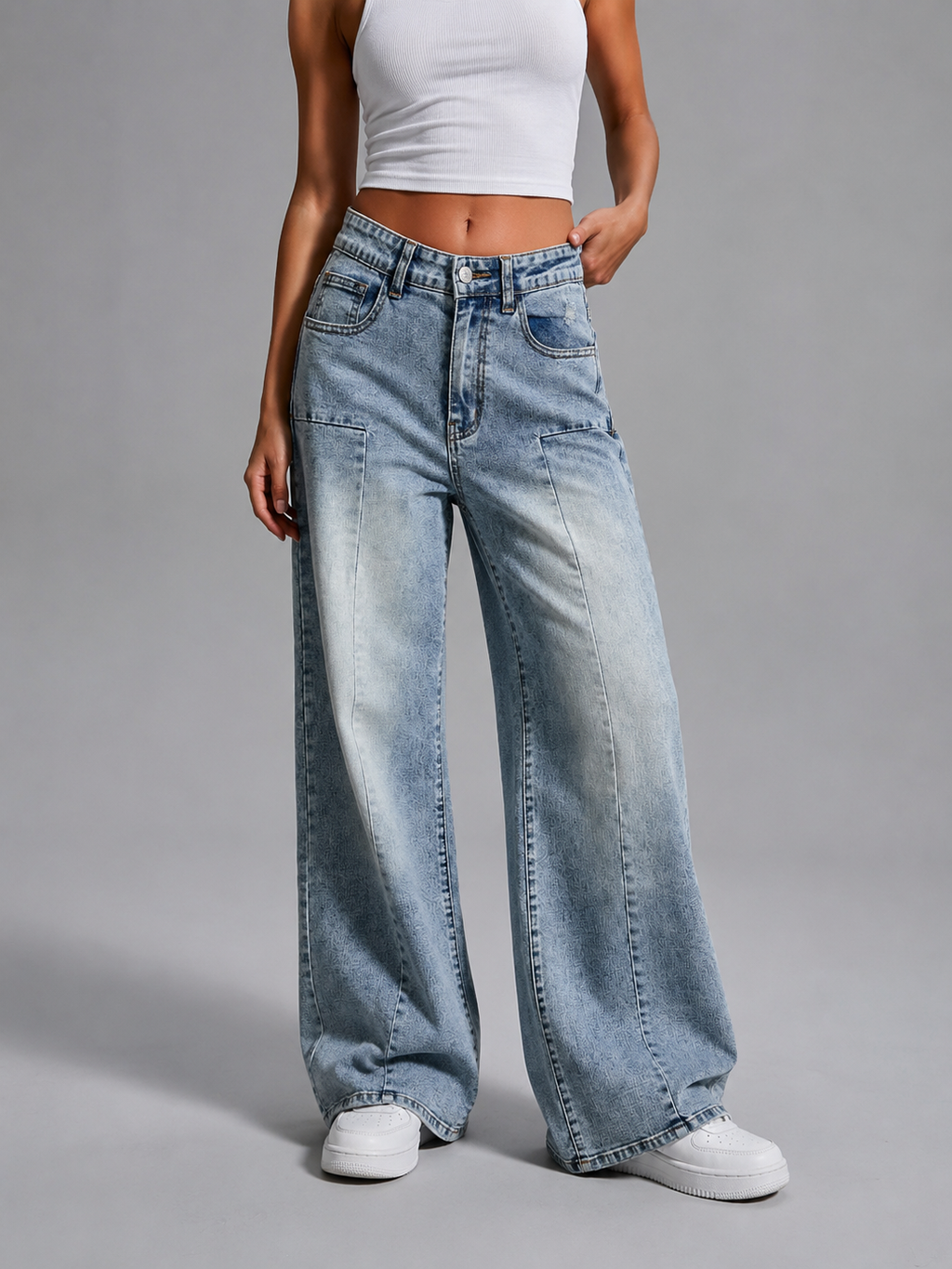 YSTGUIC High Waisted Wide Leg Jeans for Women – Light Wash Front Seam Denim Pants