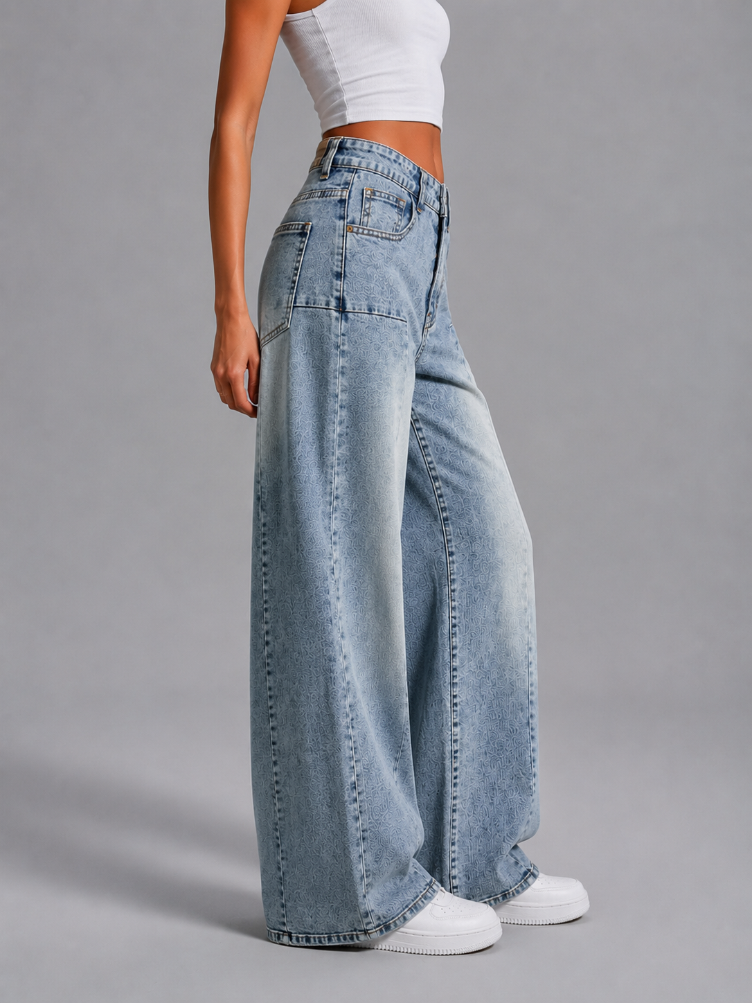 YSTGUIC High Waisted Wide Leg Jeans for Women – Light Wash Front Seam Denim Pants