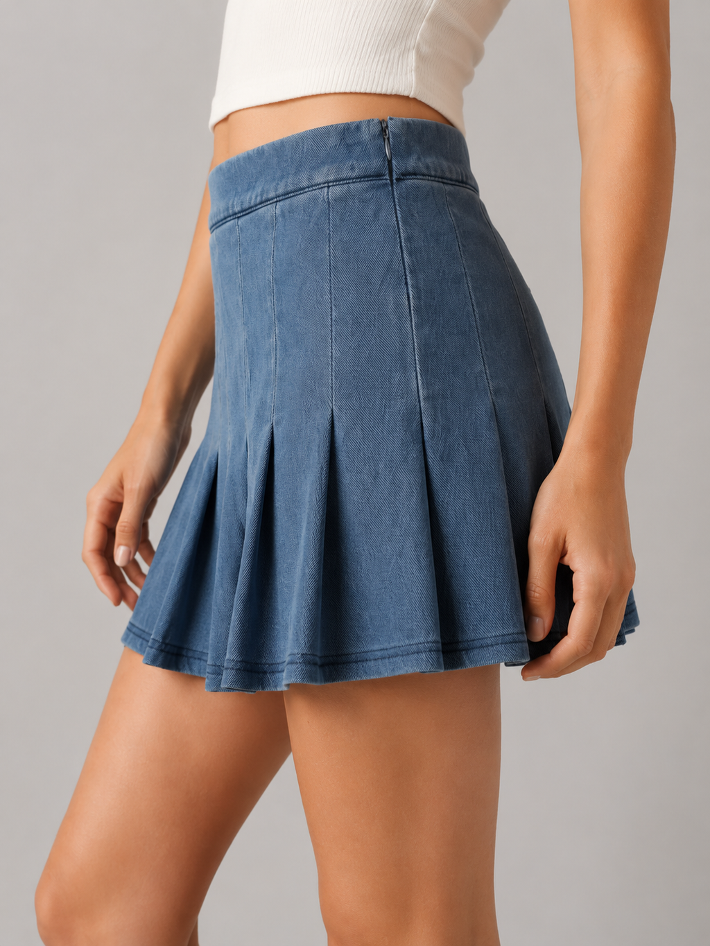 YSTGUIC Comfortable, soft, and stretchy denim skirt with a side zipper and lining
