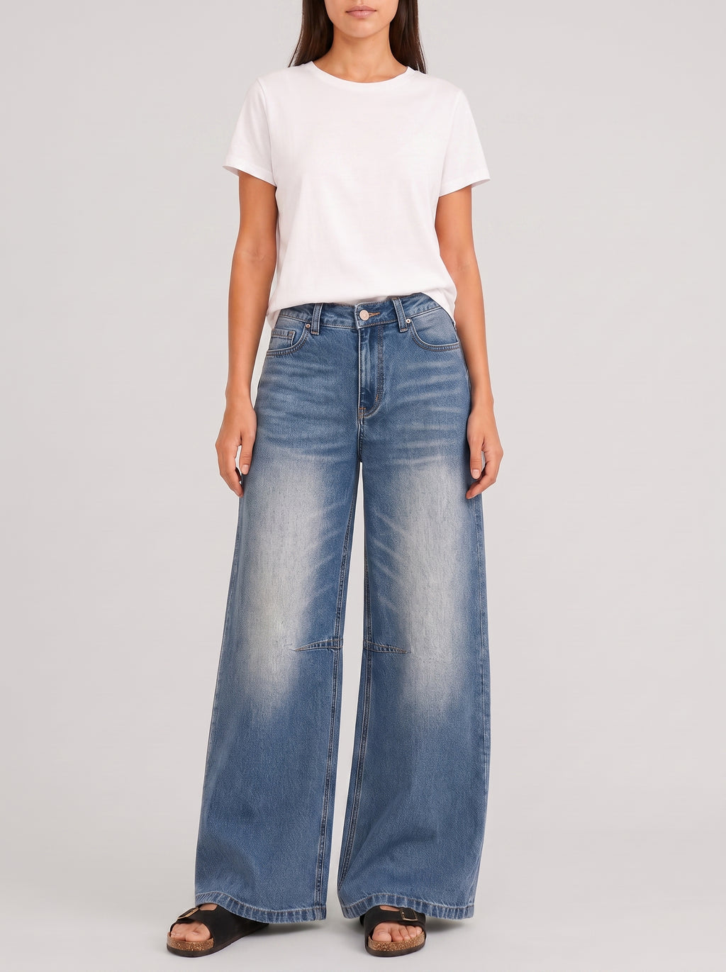 YSTGUIC  Women's Curved Wide Leg Jeans