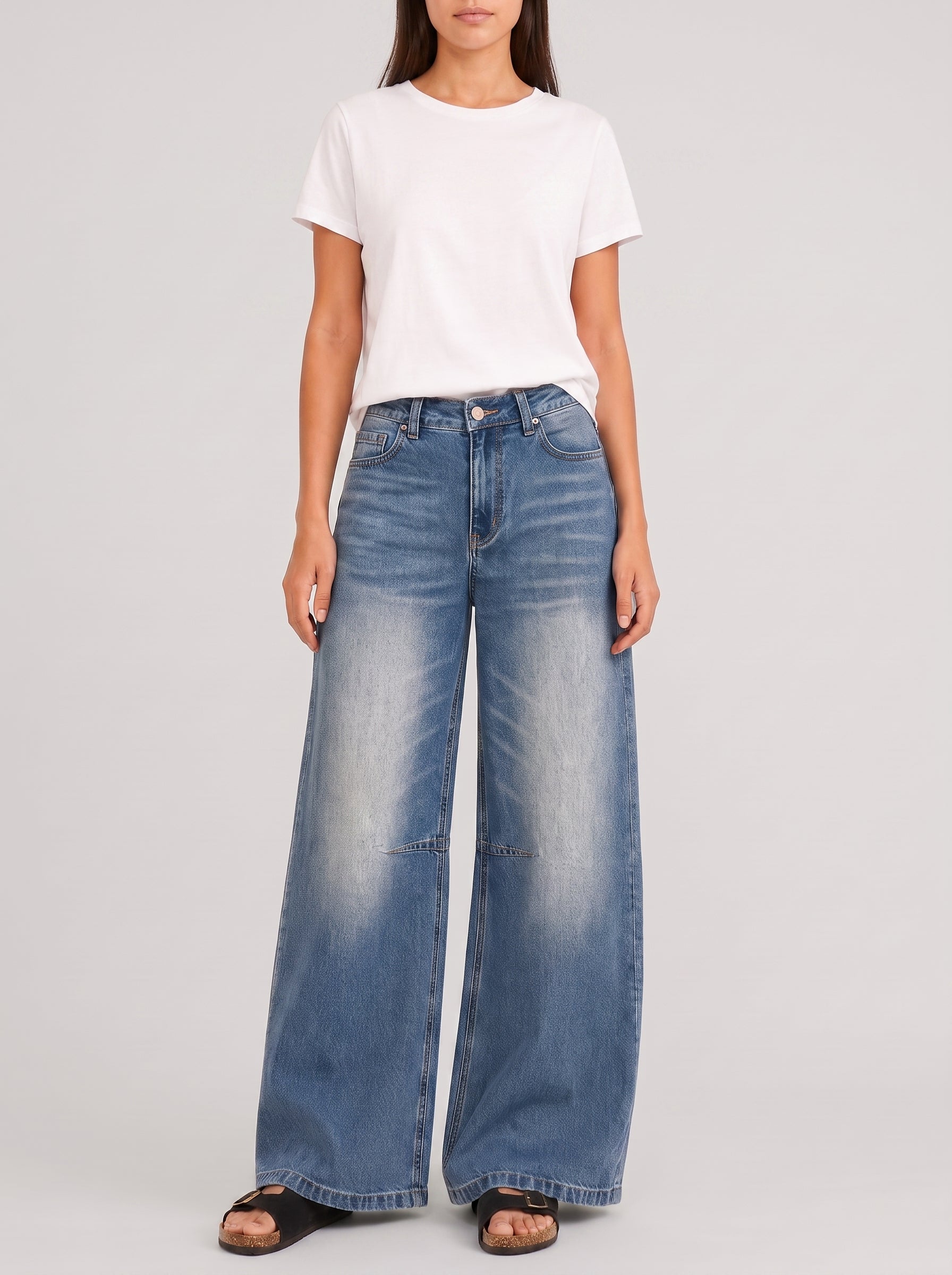 YSTGUIC  Women's Curved Wide Leg Jeans