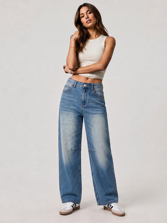 Women's Curved Wide Leg Jeans