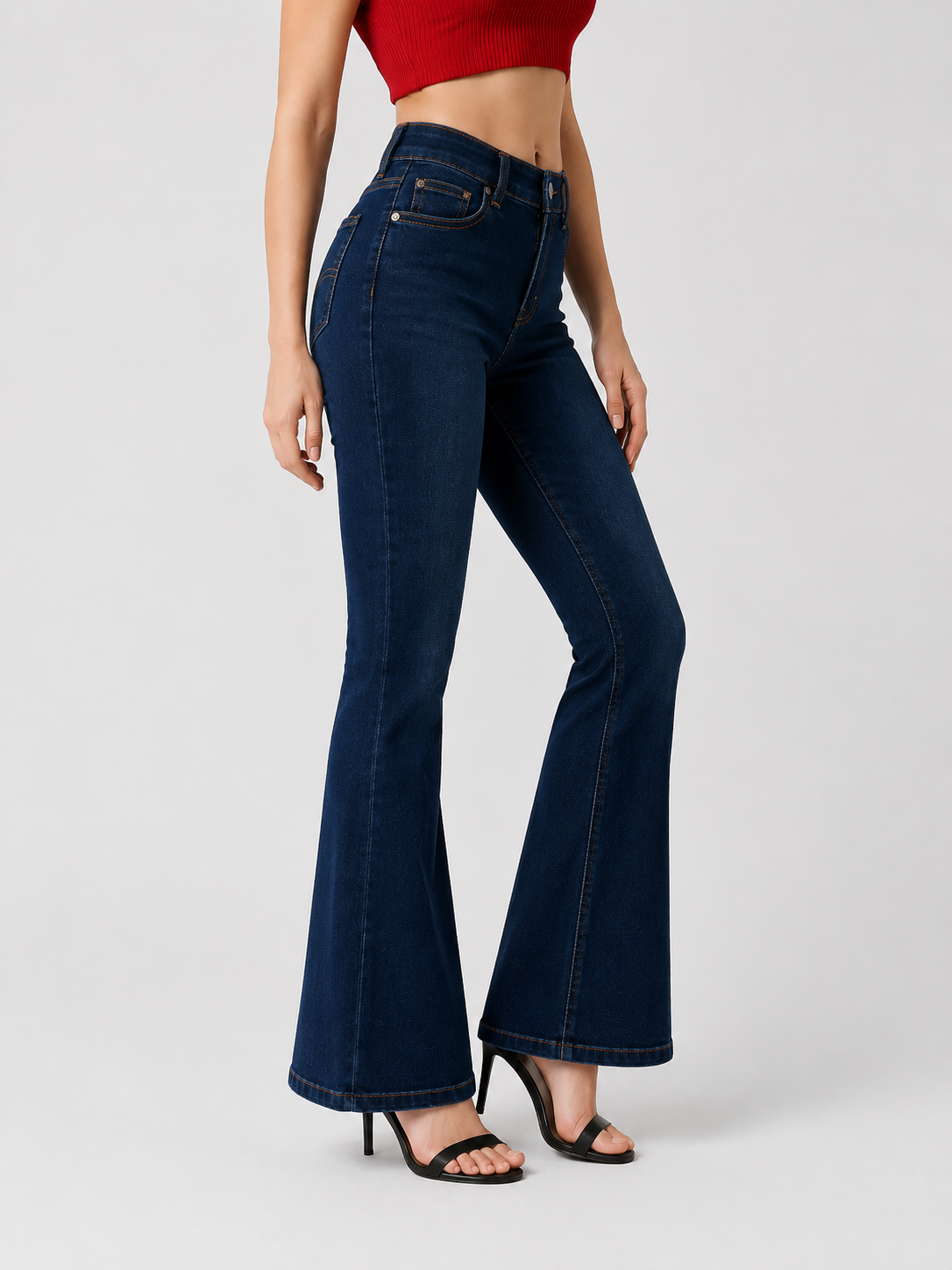 YSTGUIC Women's High-Waisted Flare Jeans, Slim-Fit Bootcut Denim Pants with Functional Pockets, Figure-Flattering Casual Jeans in 3 Blue Washes